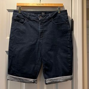 Dark wash long shorts
